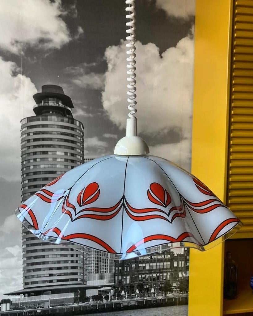 Vintage hanglamp glas, Ophalen, Minder dan 50 cm, Retro, Glas