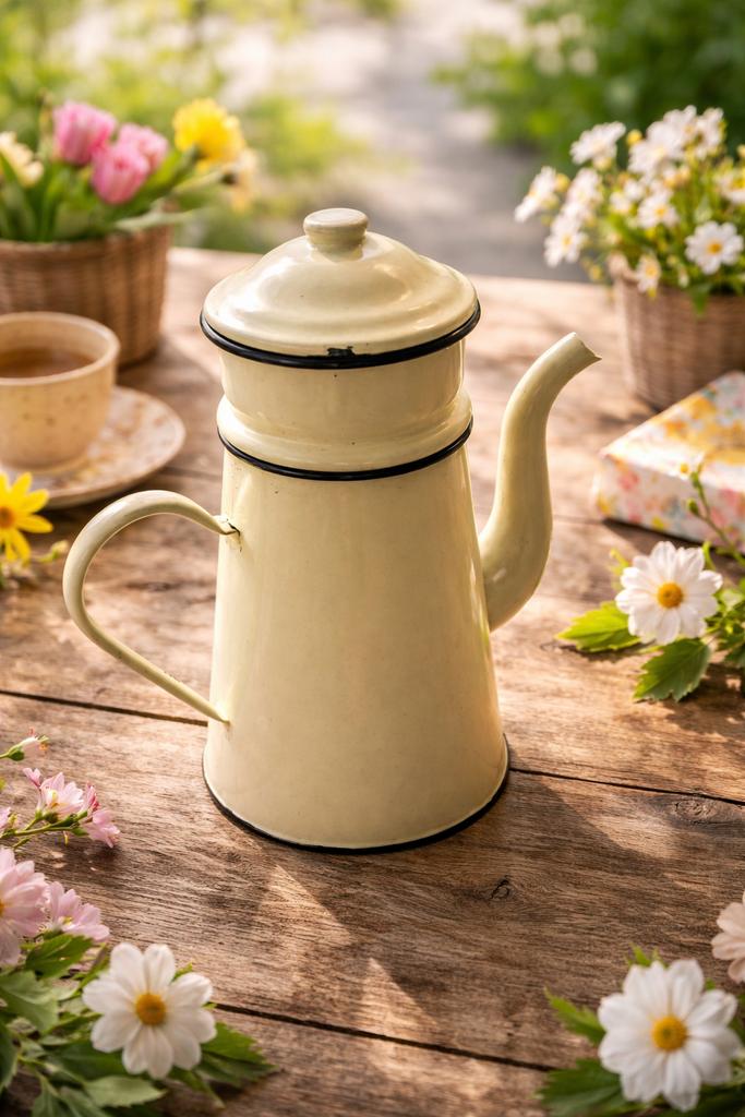 Vintage Emaille Koffiekan met Filter, Ophalen of Verzenden