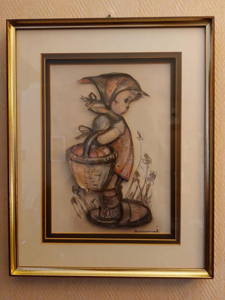 Originel 3-dimensionale tekening van een Hummeltje in lijst, Ophalen of Verzenden