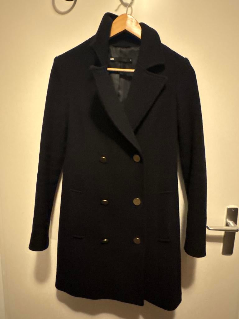 Mooie marineblauwe trenchcoat WE, maat XS, Ophalen of Verzenden, Zo goed als nieuw, Maat 34 (XS) of kleiner, Blauw