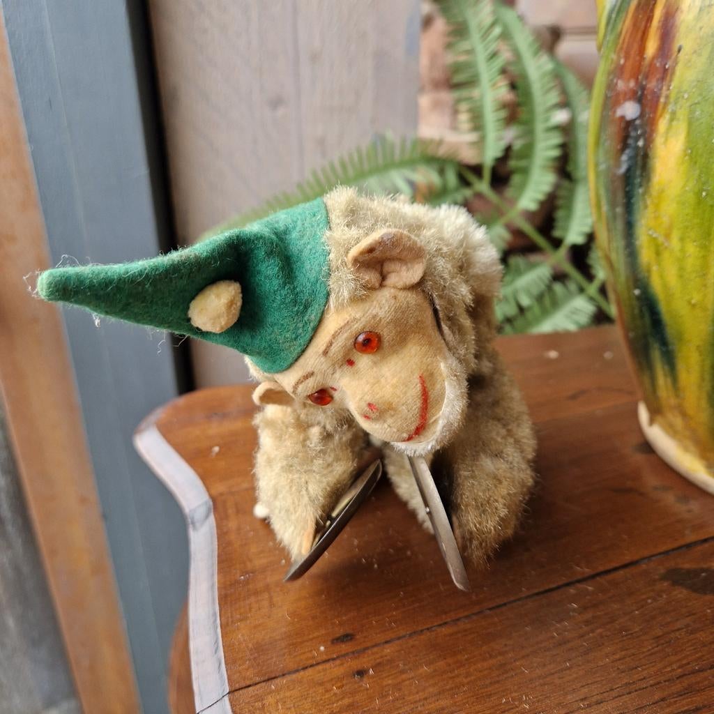 Oud brocante aapje opdraai met sleutel speelgoed, Antiek en Kunst, Ophalen of Verzenden