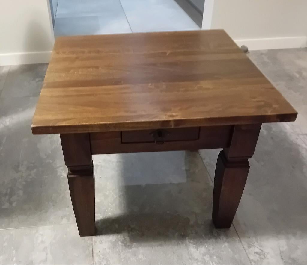 Massief Houten Bijzettafel, salontafel, TV-tafel 40x40x45cm, Huis en Inrichting, Tafels | Bijzettafels, Minder dan 55 cm, Gebruikt