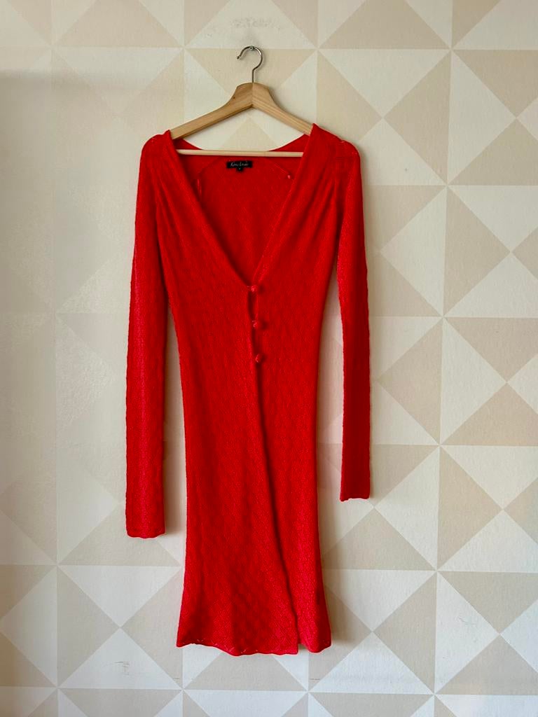 King Louie Cardi Long Ajour vest roze S/36, Ophalen of Verzenden, Zo goed als nieuw, Maat 36 (S), Roze