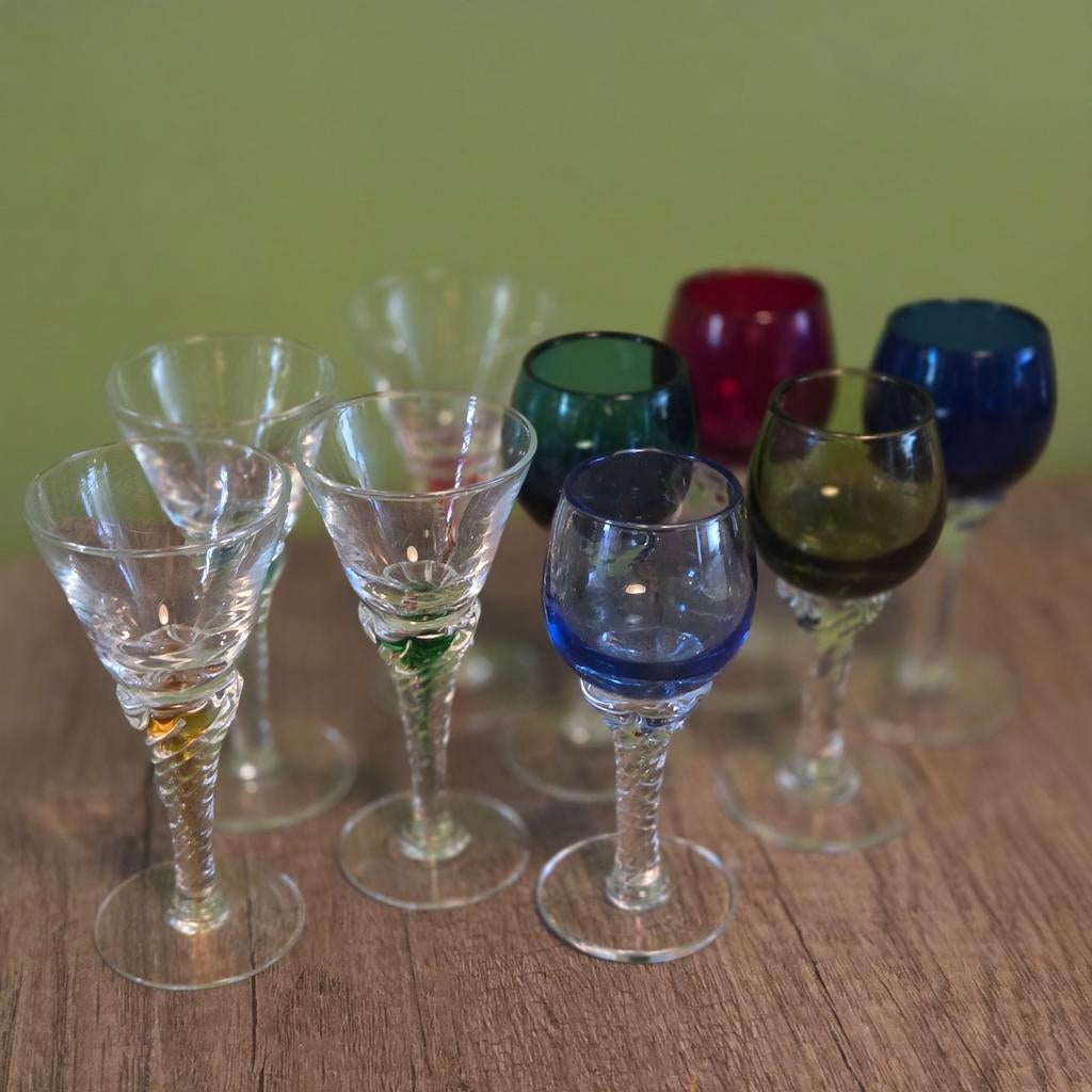 Prachtige kristallen antieke borrel glaasjes, Ophalen of Verzenden, Zo goed als nieuw, Borrel- of Shotglas