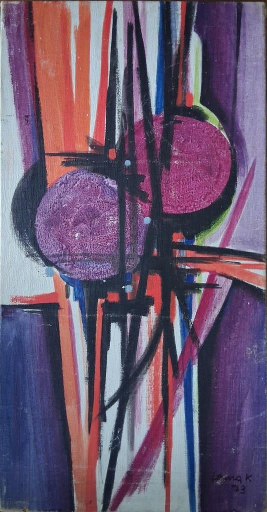 Abstract expressionistisch schilderij Lema kusa 1973, Antiek en Kunst, Ophalen of Verzenden