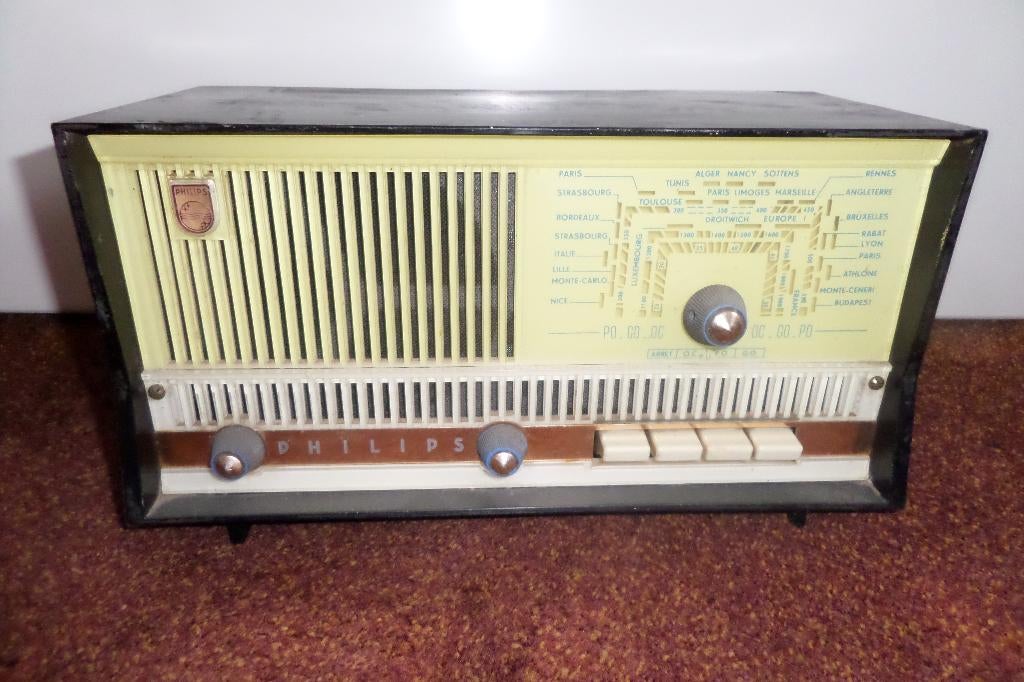 Philips B2F90A buizenradio - 1960, Audio, Tv en Foto, Radio's, Ophalen, Gebruikt, Radio