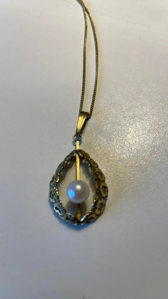 Vintage double ketting met hanger, Sieraden, Tassen en Uiterlijk, Antieke sieraden, Ophalen of Verzenden, Overige materialen, Ketting