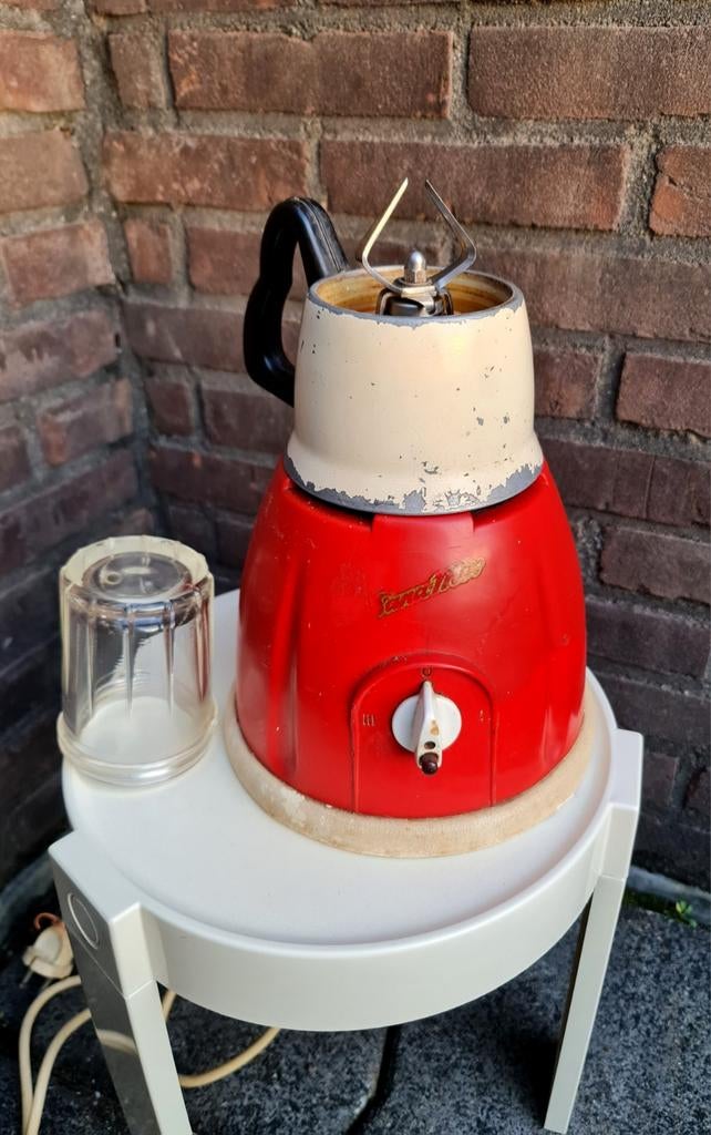 Antieke mixer koffiemaler blender elektrisch rood wit mooi, Antiek en Kunst, Ophalen