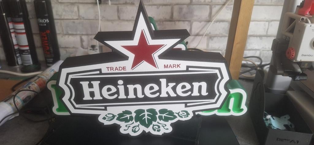 Heineken Lichtbak 3D Geprint met LED - USB-C, Verzamelen, Merken en Reclamevoorwerpen, Ophalen of Verzenden, Nieuw, Lichtbak of (neon) lamp