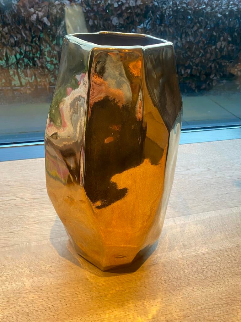 Gouden Ecri Living Vaas, Gebruikt, Overige kleuren, Aardewerk of Porselein, Ophalen of Verzenden