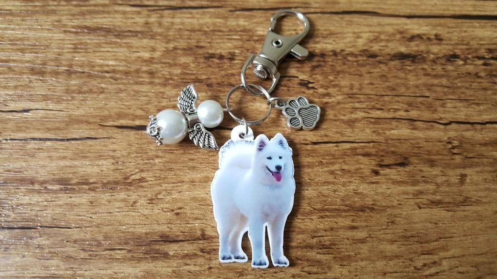 (Sleutel)Hanger Samojeed met beschermengeltje, Verzenden, Nieuw, Hanger