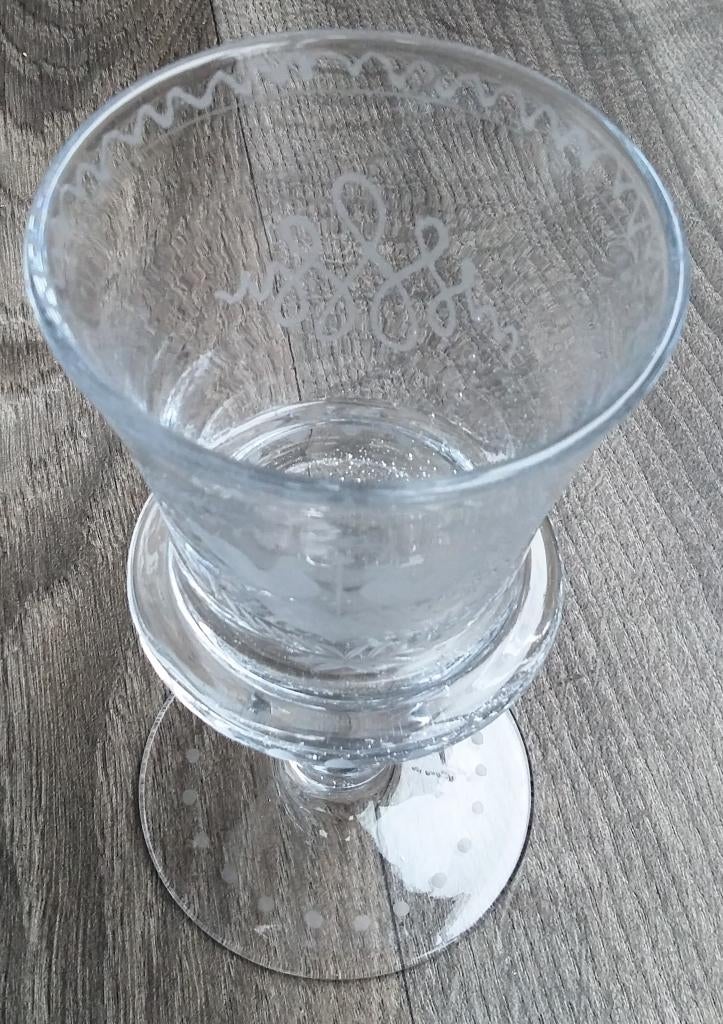 Om 1825 Biedermeier Huwelijks Glas Drinkglas Bruid Bruidegom, Antiek en Kunst, Ophalen of Verzenden