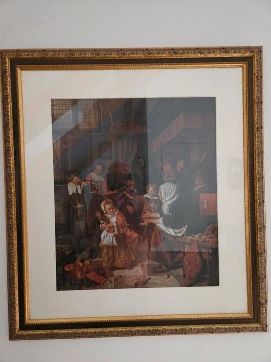 Grote vintage lijst met historische afbeelding, Ophalen