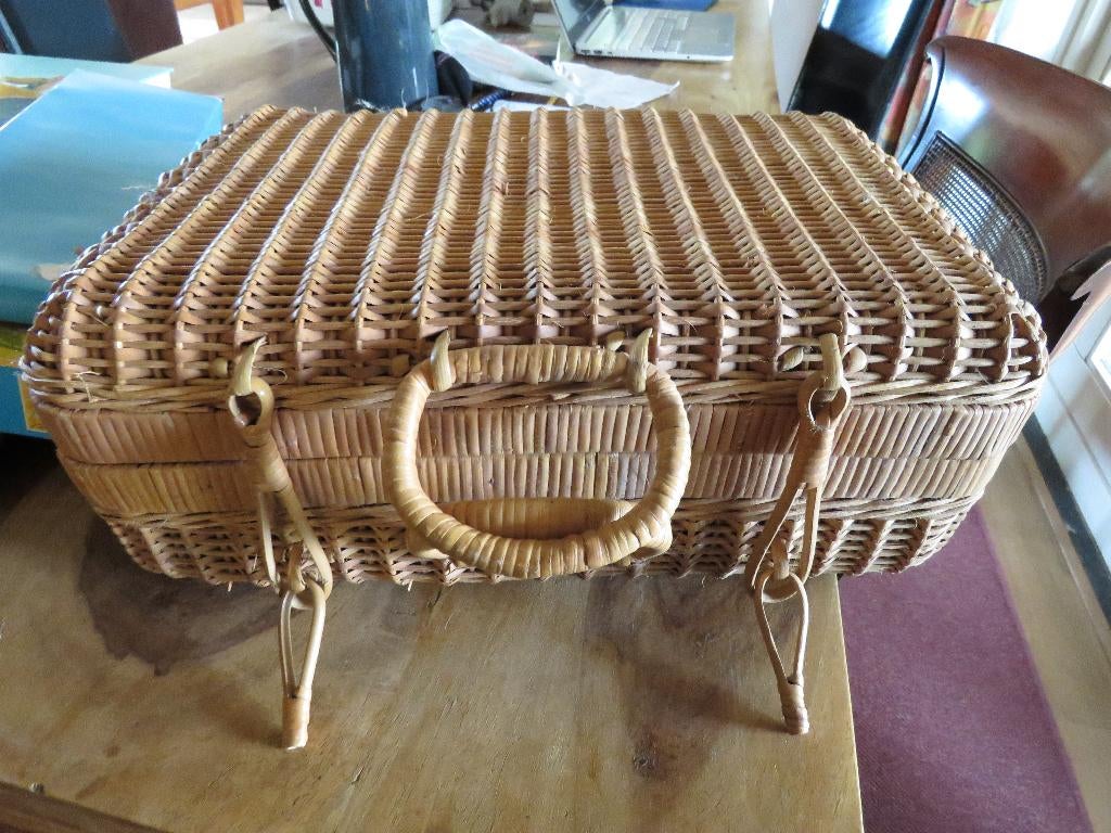 vintage retro rieten mandje jaren 70, Ophalen of Verzenden, Huis en Inrichting