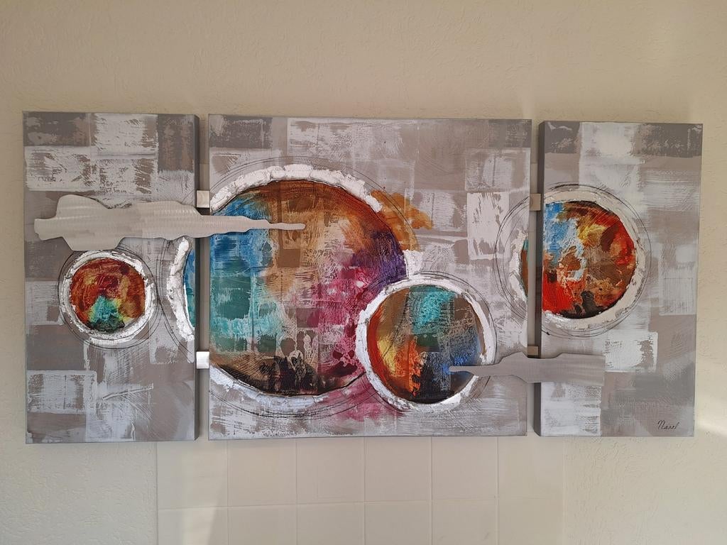 Abstract 3-luik schilderij, Antiek en Kunst, Ophalen