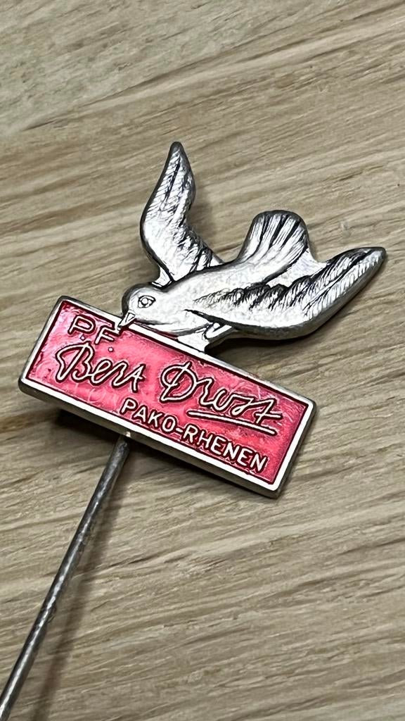 Vintage Pako-Rhenen Speldje met Duif, Verzamelen, Speldjes, Pins en Buttons, Gebruikt, Speldje of Pin, Dier of Natuur, Ophalen of Verzenden