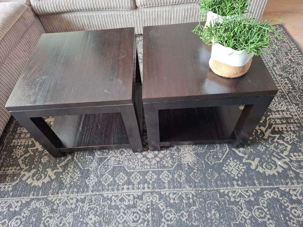 Teakhouten salontafel koloniaal - 50x50 cm, Ophalen, Gebruikt, Koloniaal, Vierkant