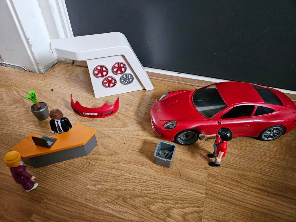 Playmobil autogarage met porsche en verkoper, Ophalen of Verzenden, Gebruikt, Complete set
