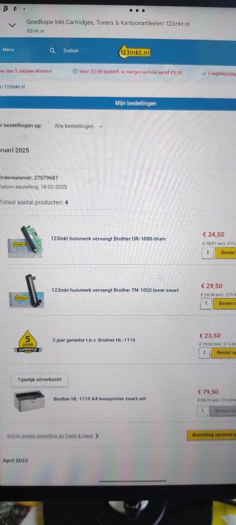 Brother hl-1110 a4 laserprinter zwart-wit, Computers en Software, Printers, Zo goed als nieuw, Printer, Laserprinter, Zwart-en-wit printen