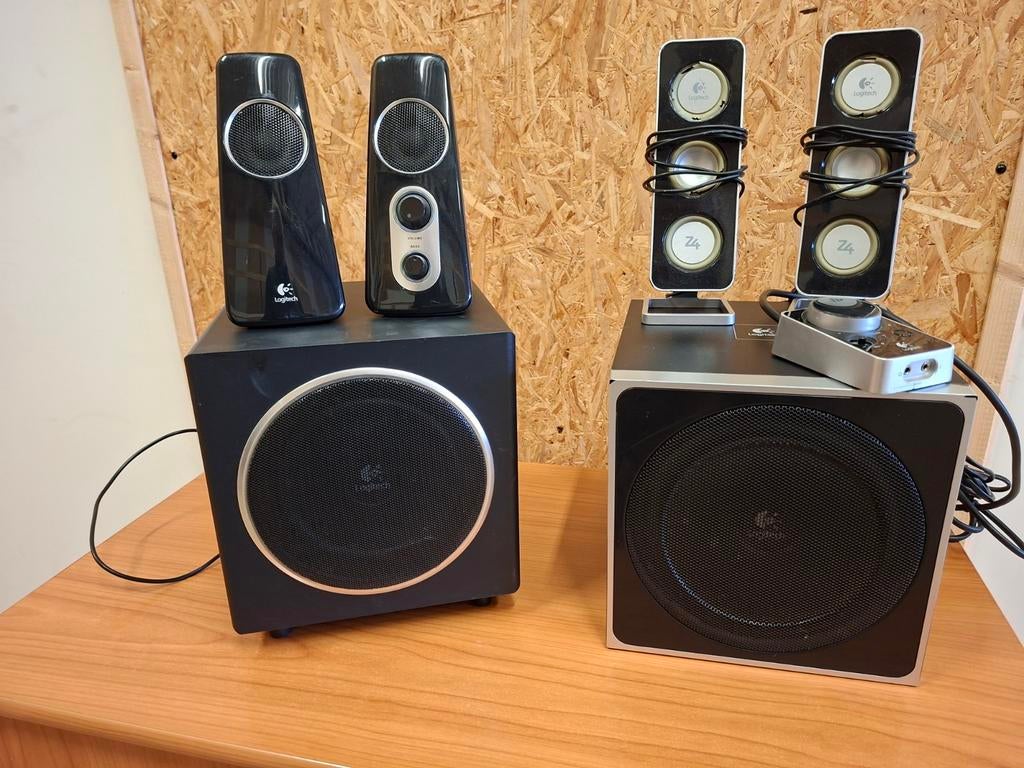 2 x set Logitech speakers Z4 en Z523, Computers en Software, Pc speakers, Gebruikt, Logitech, Ophalen of Verzenden, Nvt