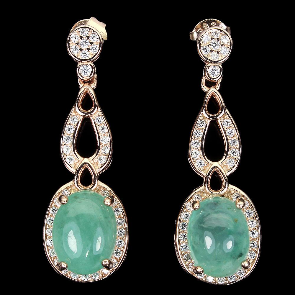 oorbellen 925 ziler 14 k rood goud verguld met Smaragd, Nieuw, Ophalen of Verzenden, Met edelsteen, Knopjes of Stekers