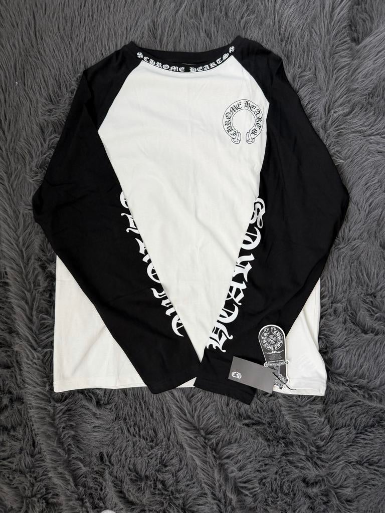 Chrome Hearts Longsleeve - Zwart/Wit, Kleding | Heren, T-shirts, Verzenden, Nieuw, Maat 48/50 (M), Zwart