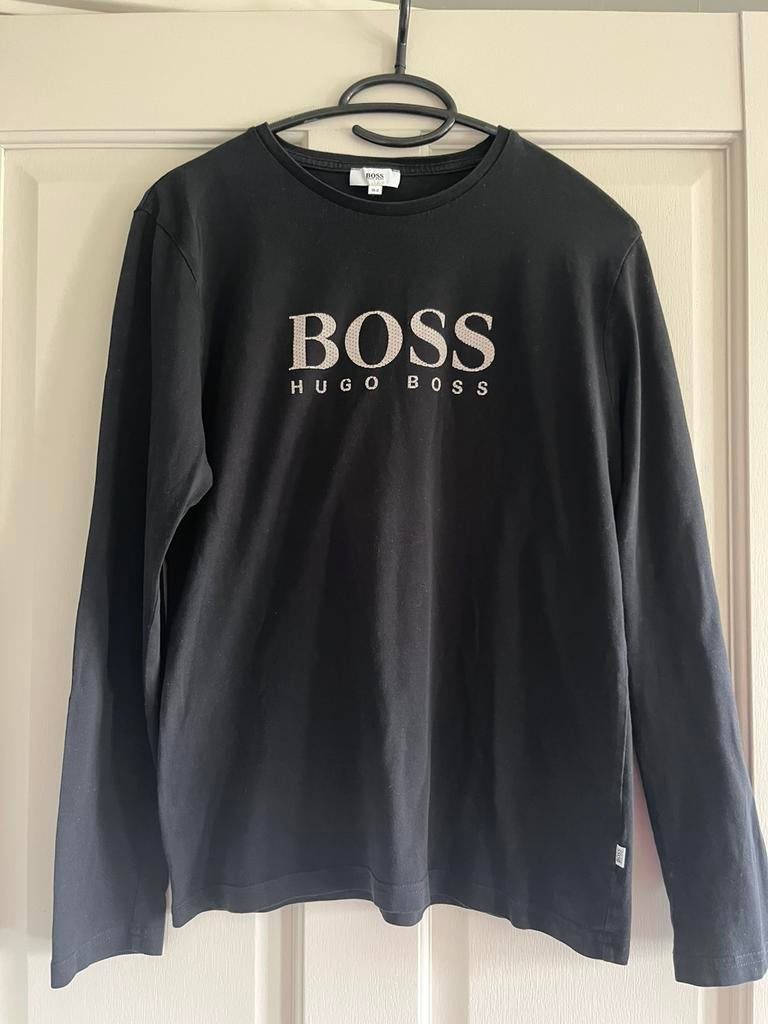 T- shirt lange mouw van Hugo Boss mt 164, Ophalen of Verzenden, Zo goed als nieuw, Overige maten, Zwart