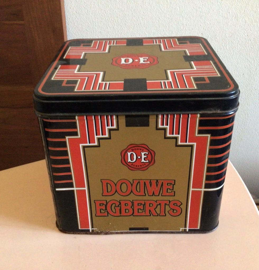 Douwe Egberts blik, 24x24x22 cm, Verzamelen, Blikken, Ophalen of Verzenden, Gebruikt, Overige, Douwe Egberts