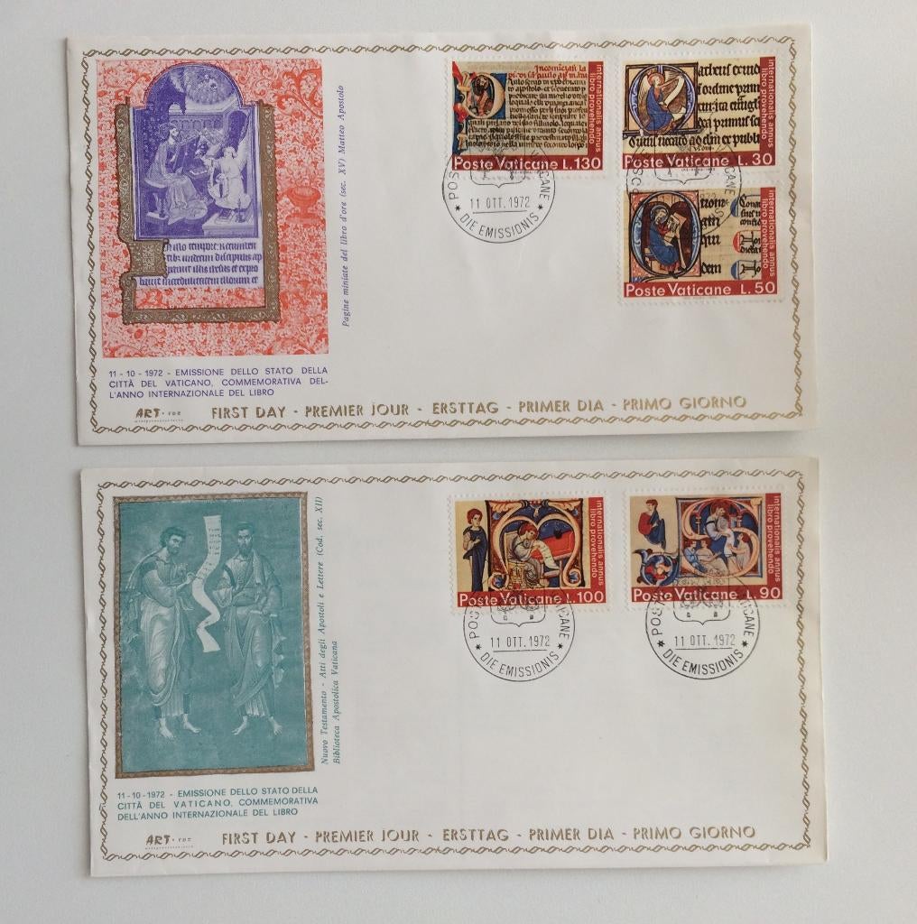 2 eerstedagenvelop Vaticaan 1972 Rome Italië Paus Paul VI, Ophalen of Verzenden, Gestempeld