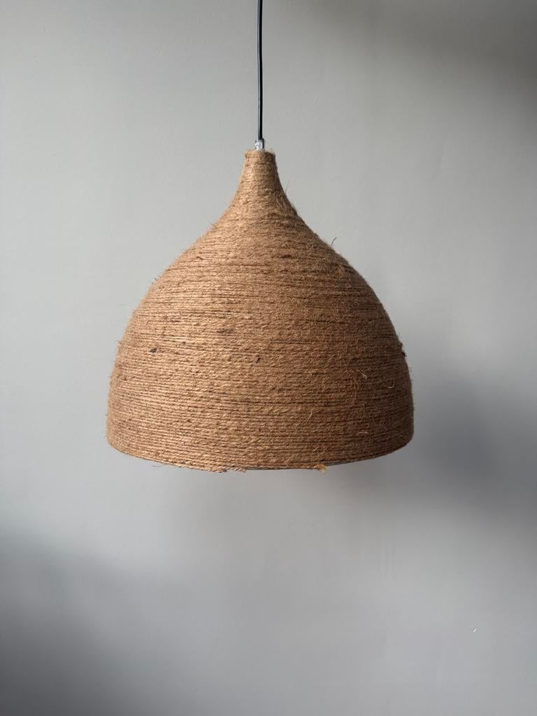 2x Van de Heg hanglampen met sisaltouw - Zo goed als nieuw, Ophalen, Zo goed als nieuw, Metaal