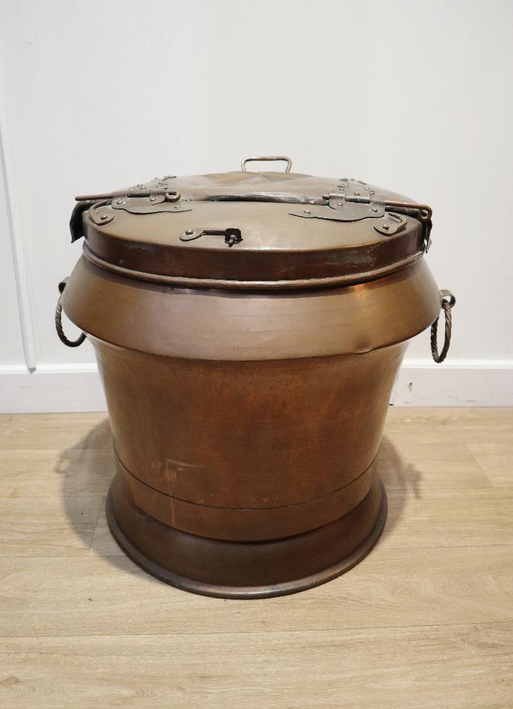 Grote antieke koperen klepbak, 18e eeuw, Ophalen, Koper