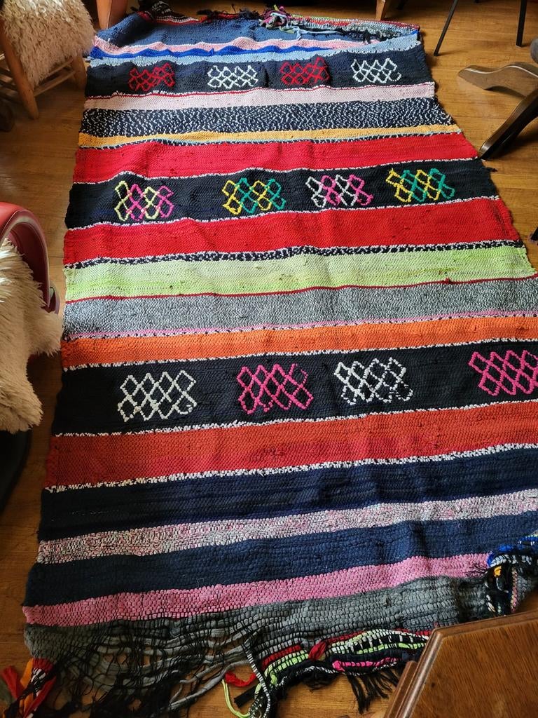 Kleurrijk Vloerkleed met Unieke Patronen., Gebruikt, 150 tot 200 cm, 200 cm of meer, Ophalen of Verzenden