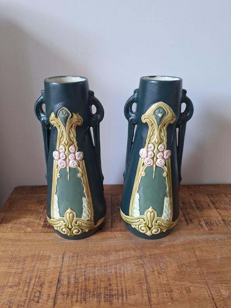 Prachtige set van 2 Jugendstil vazen., Ophalen of Verzenden