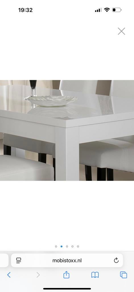 Wit hoogglans eettafel 160 x 200cm, Huis en Inrichting, Tafels | Eettafels, Ophalen of Verzenden, Zo goed als nieuw, Rechthoekig