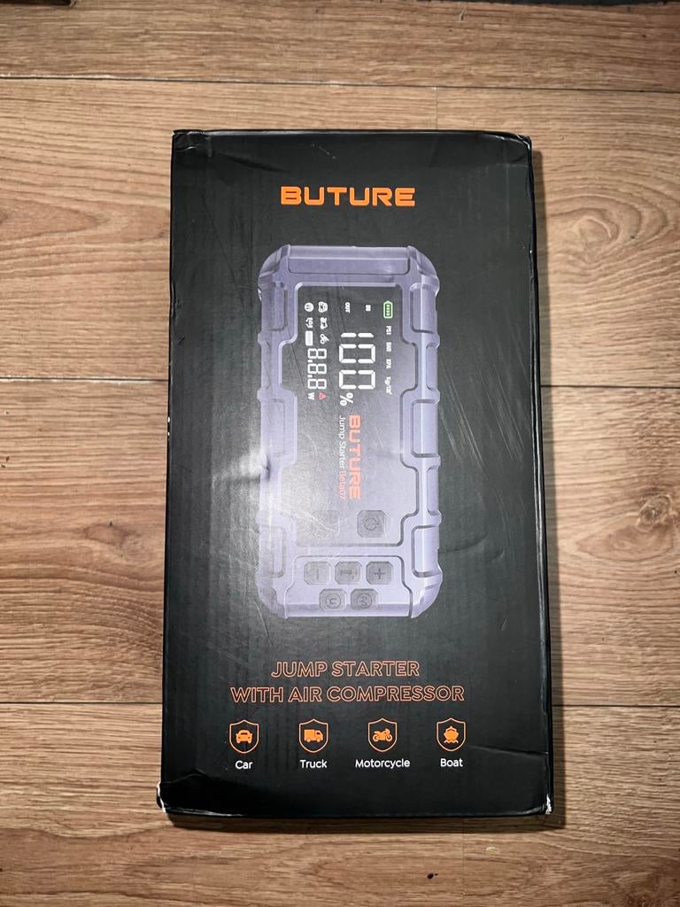 Buture Jumpstarter met luchtcompressor, Auto diversen, Jumpstarters, Ophalen of Verzenden, Nieuw