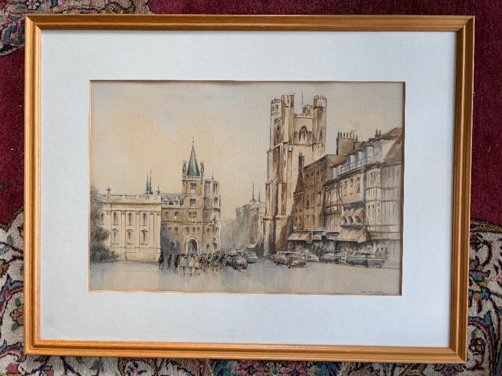 Vintage stadsgezicht – A.G. Mulder – ca. jaren 50/60, Ophalen of Verzenden