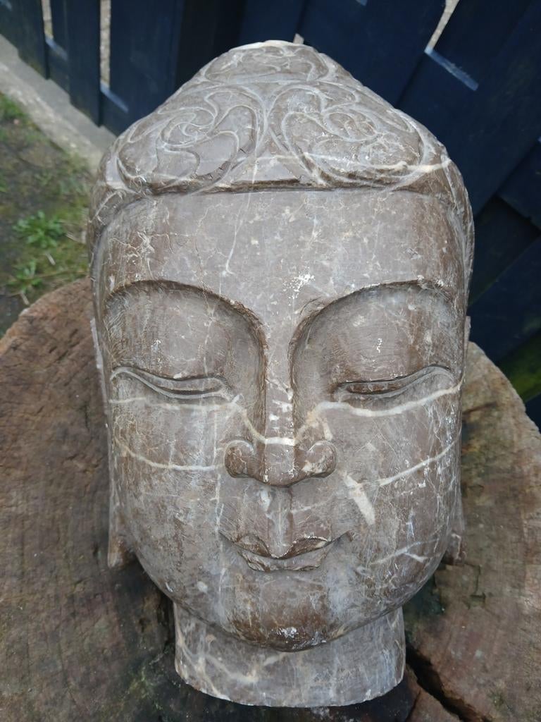 Boedha hoofd marmer, Ophalen of Verzenden, Waterornament