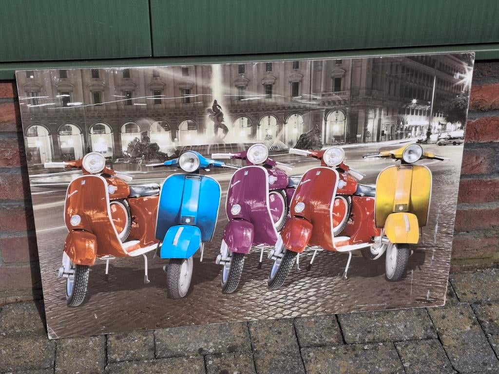 Reclamebord / Vespa Scooters op straat, Ophalen of Verzenden, Gebruikt, Reclamebord