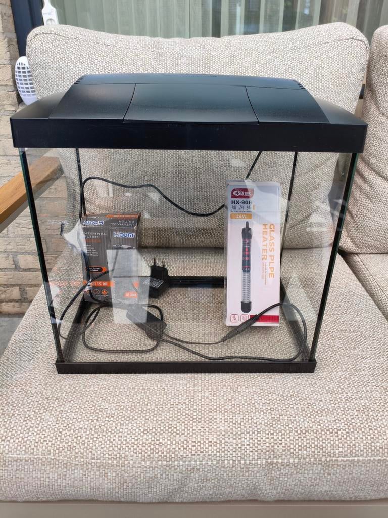 Superfish 30 zwart compleet, Ophalen, Verwarming, Gebruikt, Leeg aquarium