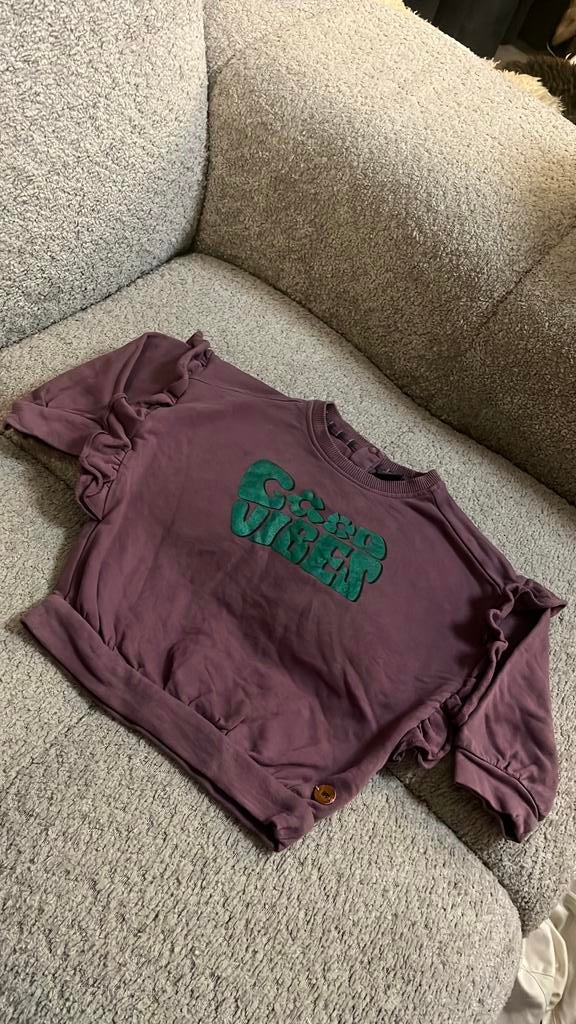 Babyface sweater maat 74 – paars met ‘Good Vibes’, Kinderen en Baby's, Babykleding | Maat 74, Zo goed als nieuw, Meisje, Truitje of Vestje
