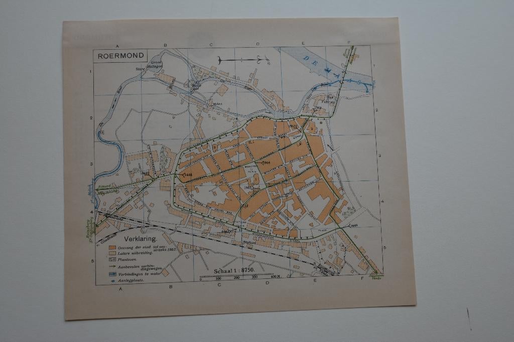 ROERMOND PLATTEGROND CHROMOLITHO ANWB 1901-1920 E84, Boeken, Atlassen en Landkaarten, Gelezen, ANWB, Verzenden, Overige typen