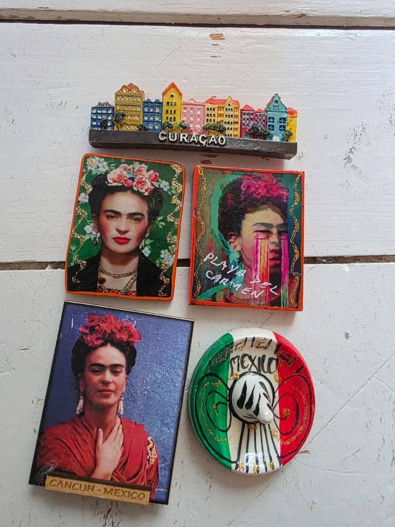 Koelkast magneten Frida Kahlo, Mexico en Curaçao, Ophalen of Verzenden