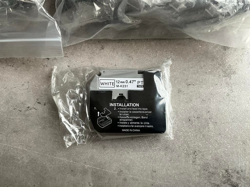 20x Labellint Brother M-K231 12mm 0.47" voor Brother Printer, Ophalen of Verzenden, Nieuw, Tape-label