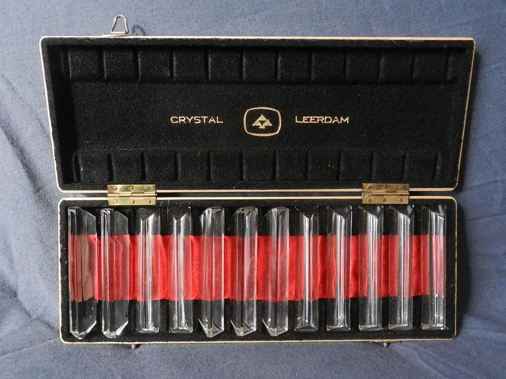 Copier Leerdam twaalf messenleggers Prisma in houten doos, Ophalen of Verzenden