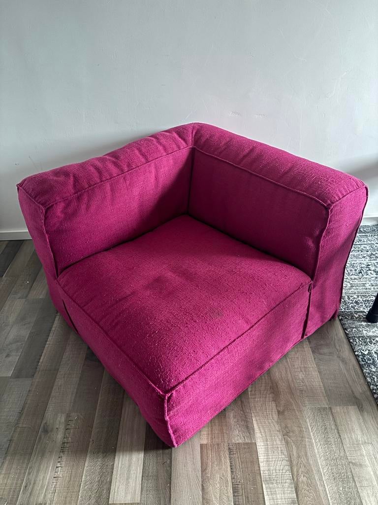 Roze loungestoel met gebruikerssporen, Huis en Inrichting, Stoelen, Ophalen, Gebruikt, Overige kleuren, Eén