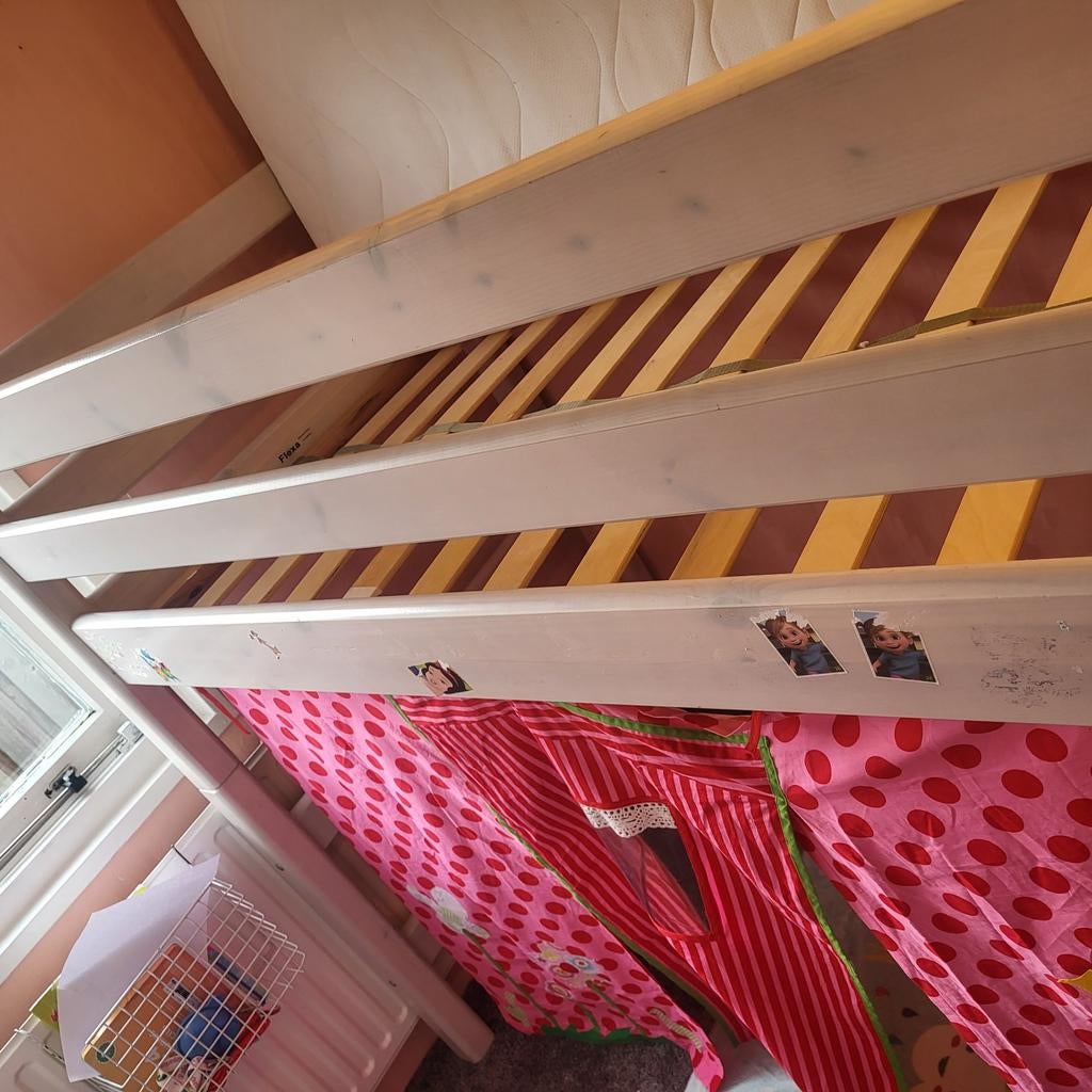 Flexa halfhoogslaper whitewash, Ophalen, Zo goed als nieuw, Eenpersoons, Hoogslaper