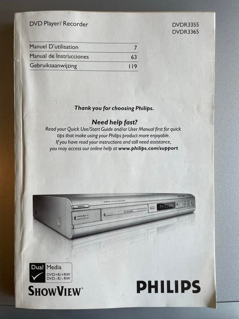 Philips DVD Recorder/Speler DVR3365/DVR3365 - Dual Media, Audio, Tv en Foto, Dvd-spelers, Gebruikt, Dvd-recorder, Philips, Ophalen