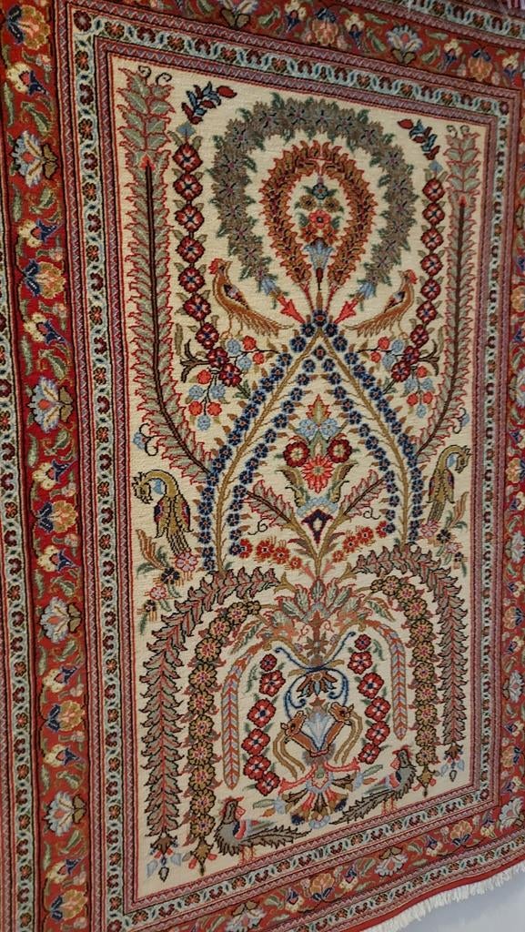 Prachtig handgeknoopt Perzisch tapijt voor € 764,-, 100 tot 150 cm, Perzisch, Klassiek, Oosters, Nieuw, Crème