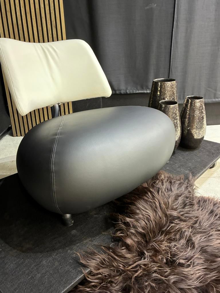 Design Pallone fauteuil zwart wit - Nieuw Leer, Ophalen, Leolux, ., Leer