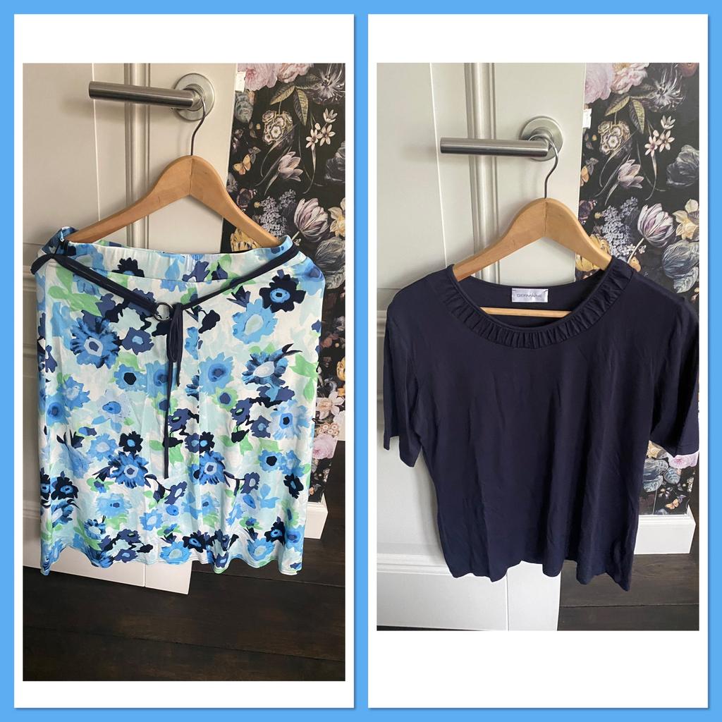 Set rok lichtblauw wit truitje donkerblauw maat 38, Kleding | Dames, Maat 38/40 (M), Blauw, Ophalen of Verzenden, Zo goed als nieuw
